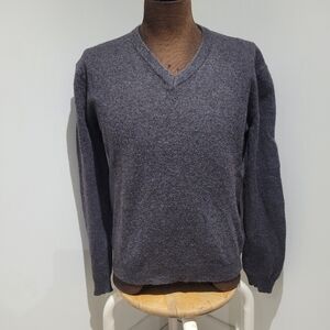 Emozioni Uomo Men's Wool Cashmere Blend V-Neck Sweater Large Brown Cozy Luxe